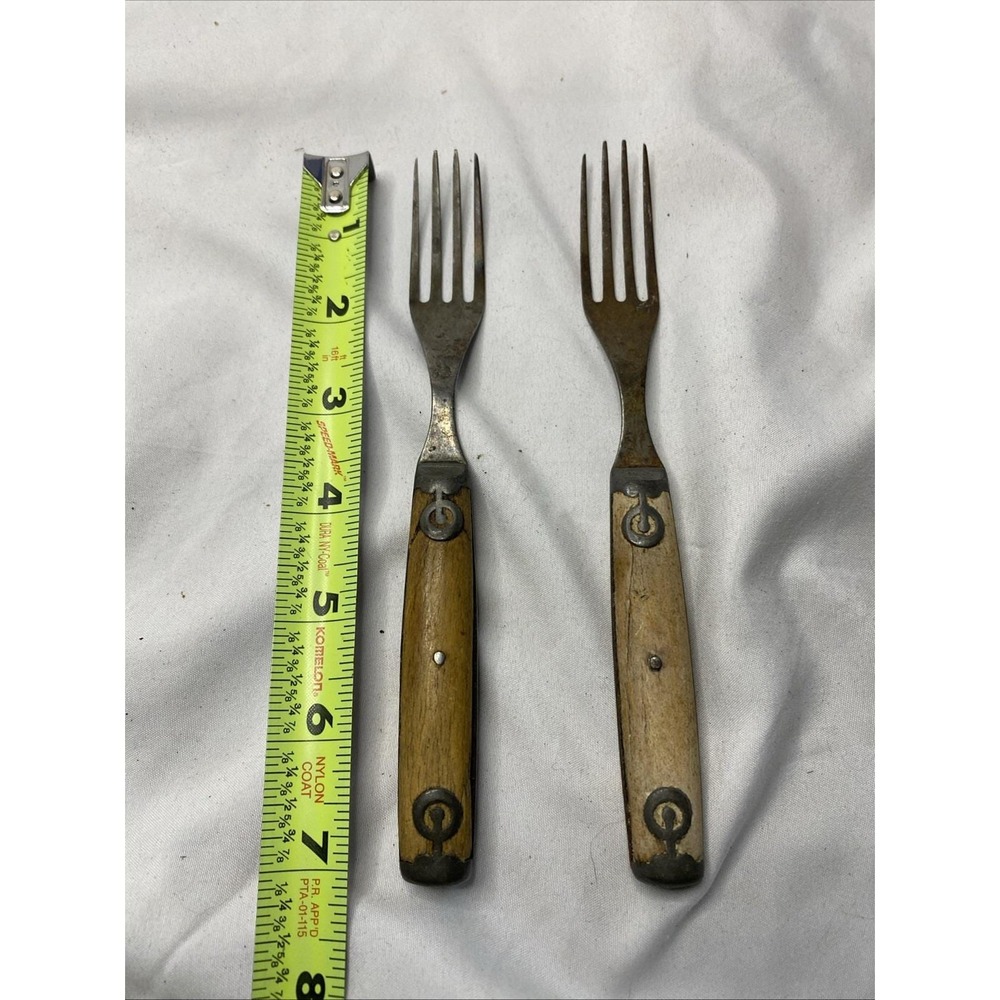 2 Antique Civil War Era 4 Tine Forks 1800s Primitive Flatware - Picture 2 of 7